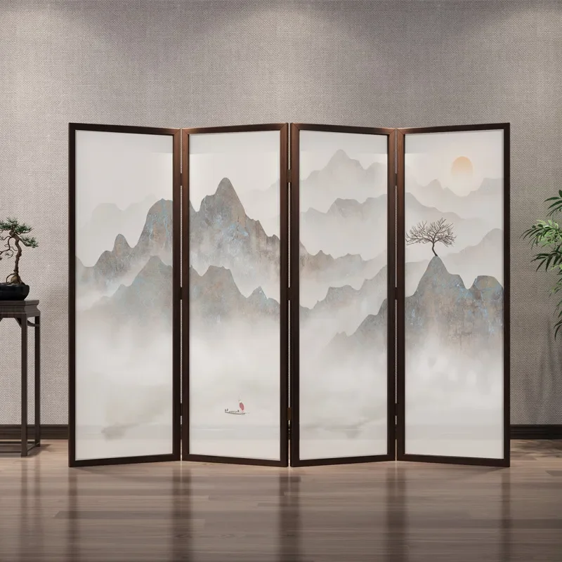 for Screen Folding Mobile Living Room Partition Baffle Entry Door Blocking Simple Modern Office Solid Wood Entrance Door