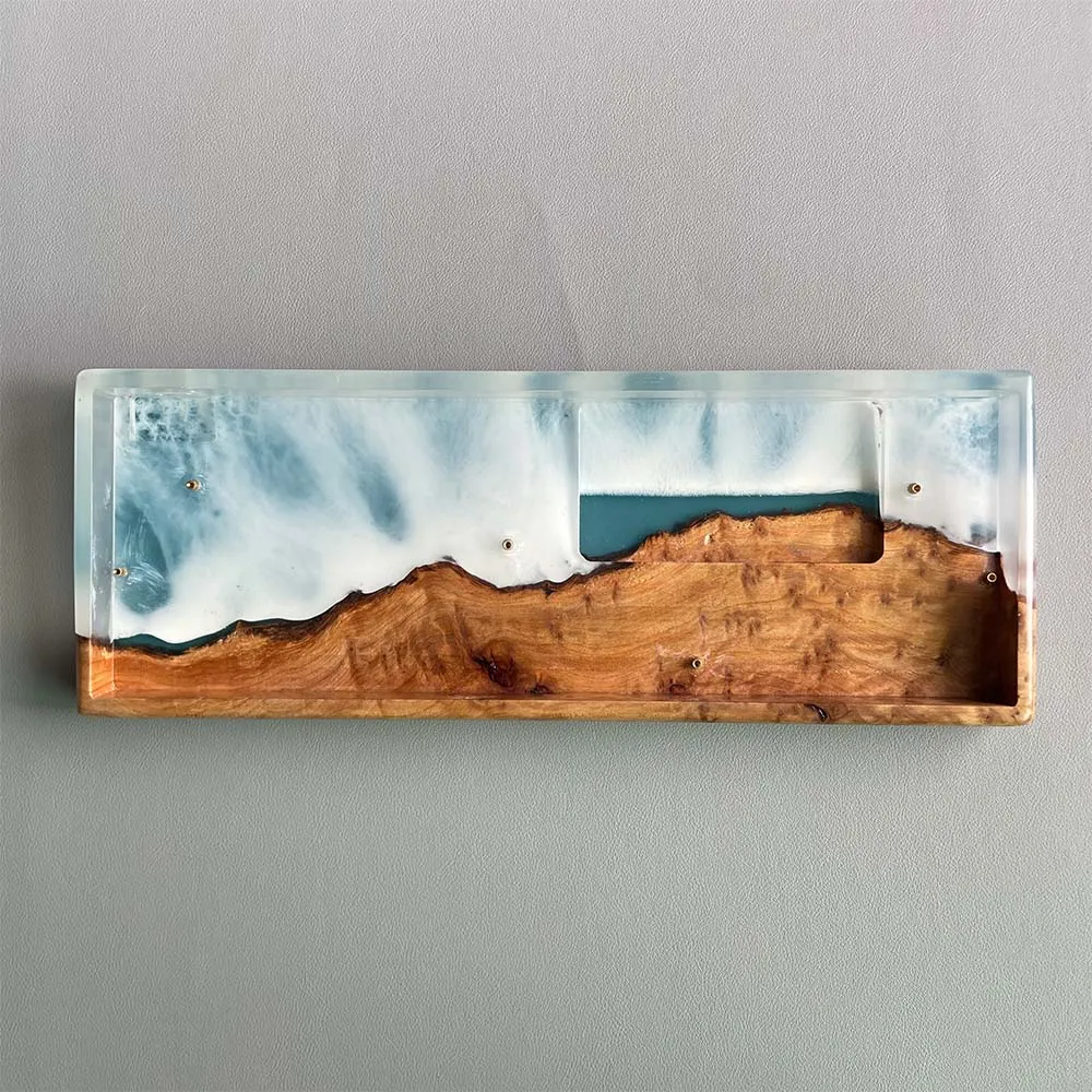 

Resin with Wooden Keyboard Case,Custom Mechanical Keyboard 60 Case Compatible with Wooting 60he RAKKA