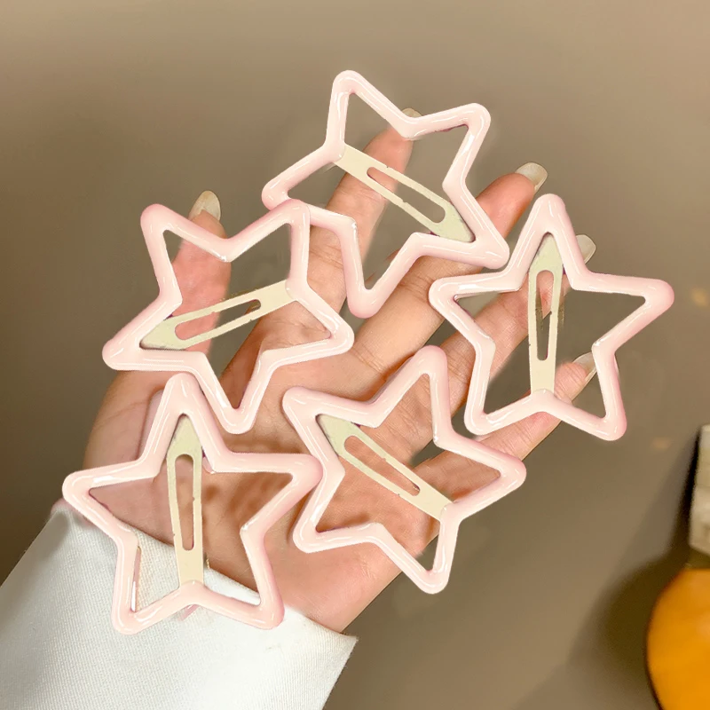 AWAYTR 5 Stück ausgehöhlte Stern-Haarspangen, Stern-Druckknopf-Haarnadeln, süße Kopfbedeckung, Haarspangen, Haar-Accessoires für Mädchen, Dropship