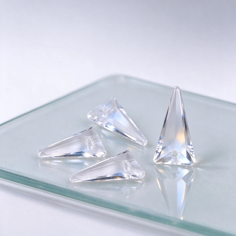 5pcs 20mm Triangular Arrow Bullet Crystal Prism Beads Clear AB Iridescent Suncatcher Drop Pendant DIY Jewelry Chime Parts