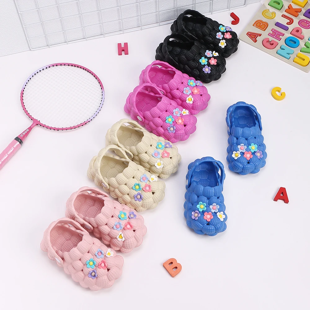 Summer Children Clogs Slippers Cute Bubble Ball Sandals Summer Indoor Massage EVA Slides Outdoor Closed Toe Fashion Beach Shoes