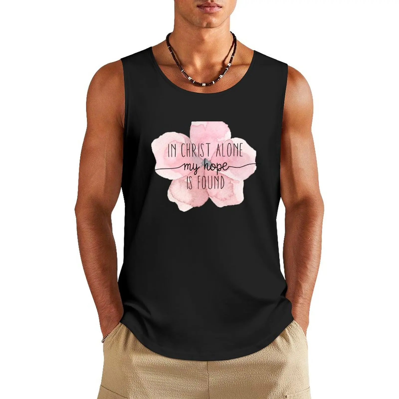 Christian Quote Watercolor Flower Tank Top sleeveless gym shirts male Gym wear Vests Vest male