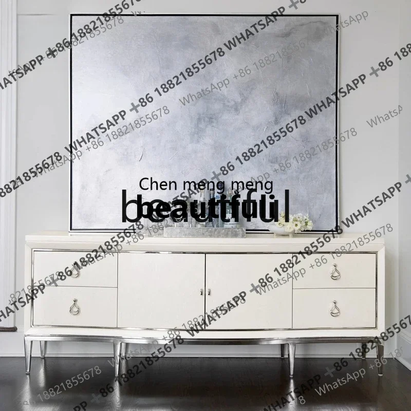 z JModern American TV cabinet, simple and beautiful floor cabinet, living room audio-visual cabinet, beige