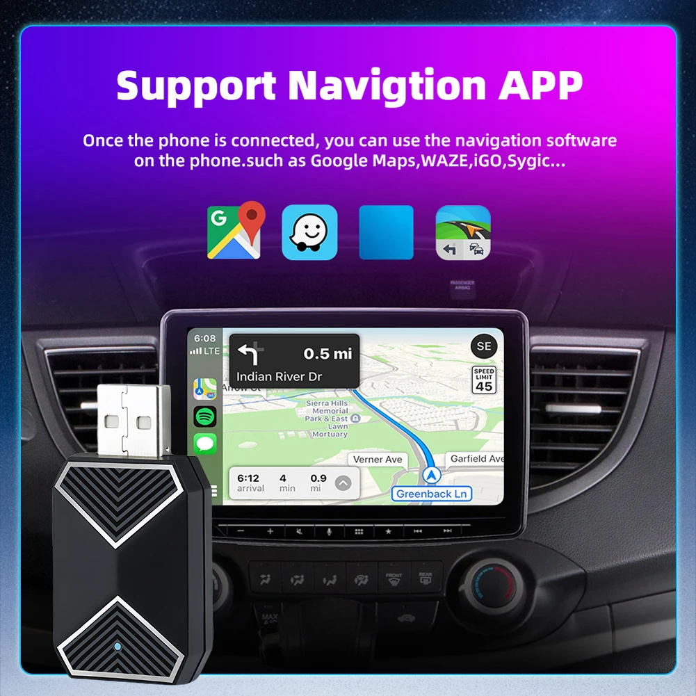 Adaptador sem fio usb plug & play sem fio carplay android auto mini caixa assistente de voz android 11 + para carros wired carplay android