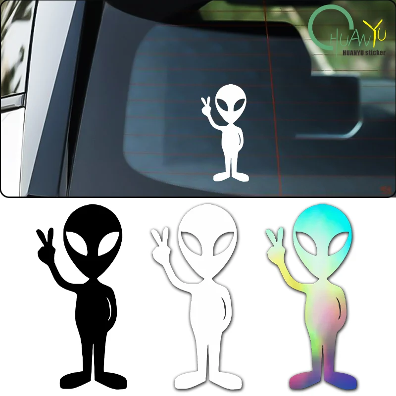 Alien Peace Sign Vinyl Decal Car Stickers for Window Body Styling Durable Decoration Automotive Trucks Laptop Moto Vinyl Decals
