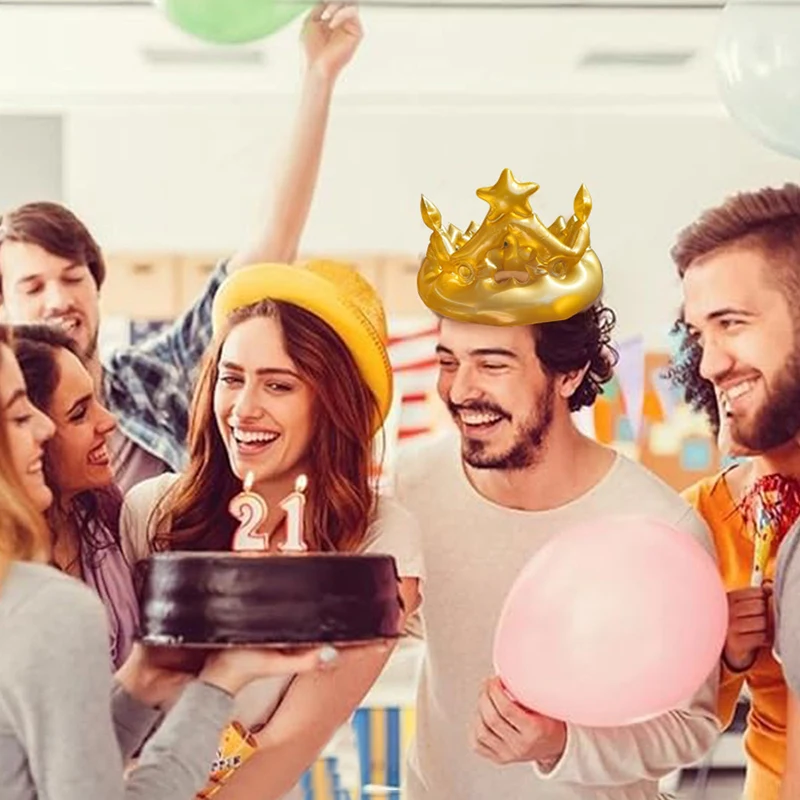 New Inflatable Crown For Kids Adult Birthday Hats Cap King Toy Party Decoration Creative Inflated Event Stadium Props Party Gift