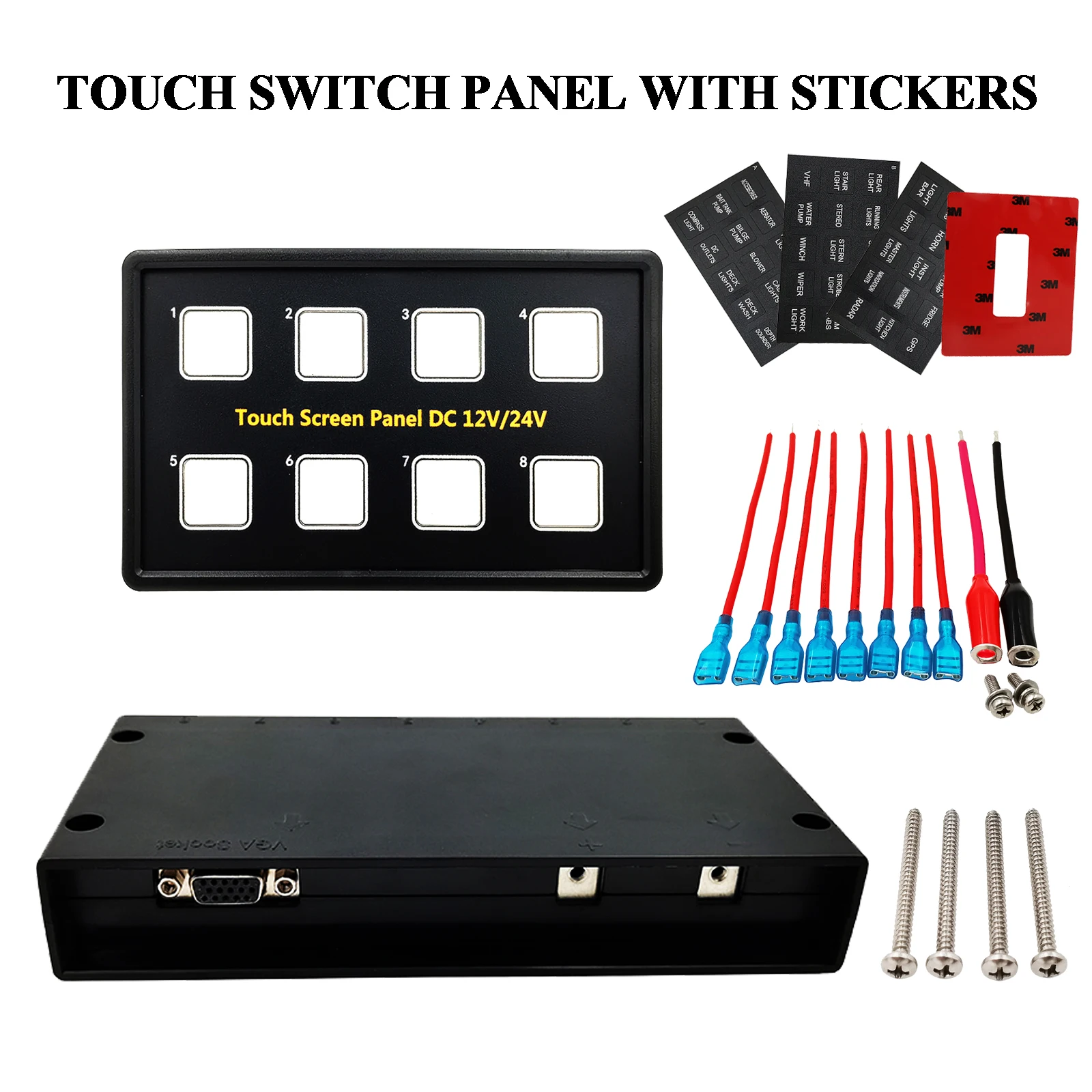 

8 Gang Touch Switch Panel 12V-24V Universal Membrane Control IP68 Waterproof LED Light Display for Car Boat Yachts Replacements