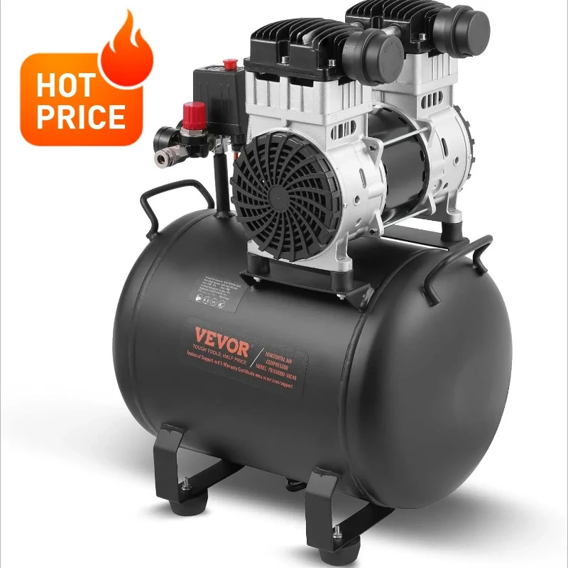

Air Compressor, 10 Gallon Steel Tank,2HPPSI Oil Free Air Compressor & Max.125PSI Pressure, 78dB Ultra Quiet Portable Compressor