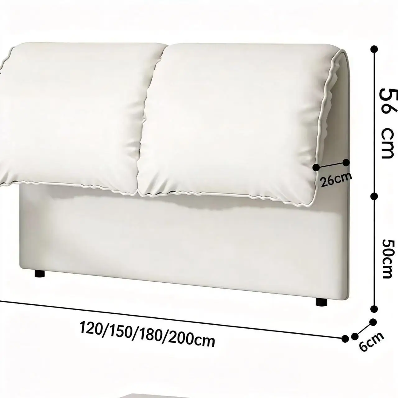 Cream-style headboard with soft backrest, solid wood light luxury floor-standing integrated