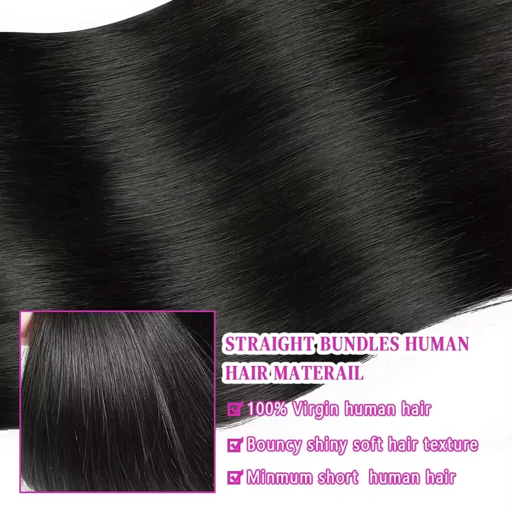 Натуральный цвет, бразильские пучки волос, 32-дюймовые прямые пучки человеческих волос Remy, наращивание натуральных волос