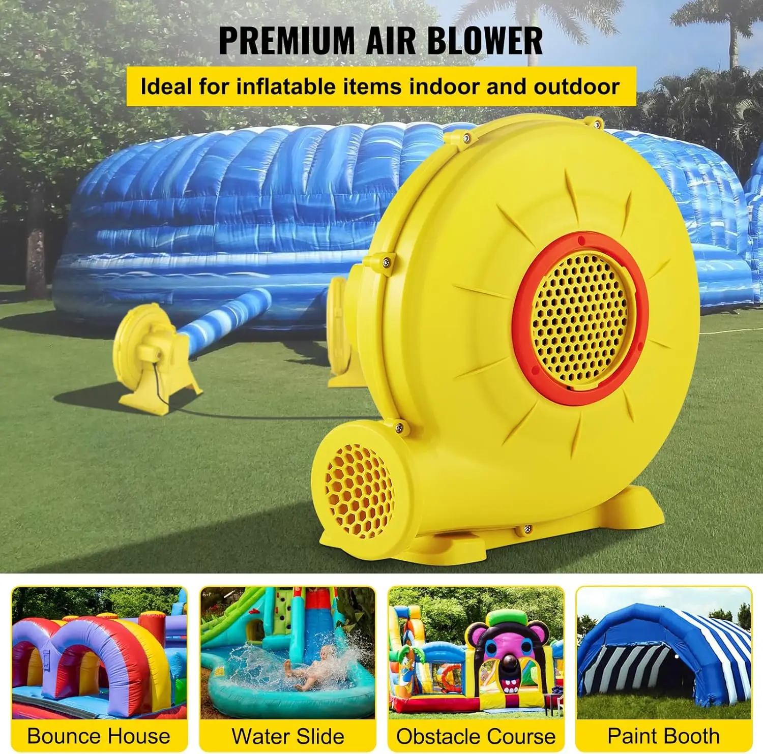 Air Blower, 450W 0.6HP Inflatable Blower, Portable and Powerful Bounce House Blower, 1750Pa Commercial Air Blower Pump Fan, Used