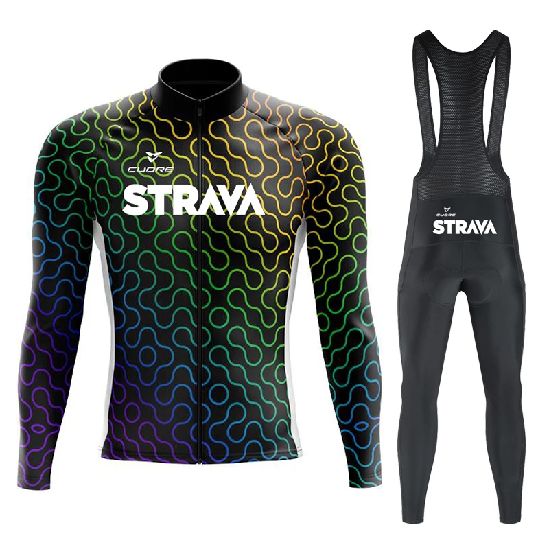 CUDRE STRAVA Men's Cycling Jersey Sets Bicycles Cycling Tights Man Bicycle Pants Mtb Clothing Man Long Sleeve Jersey Road Bike