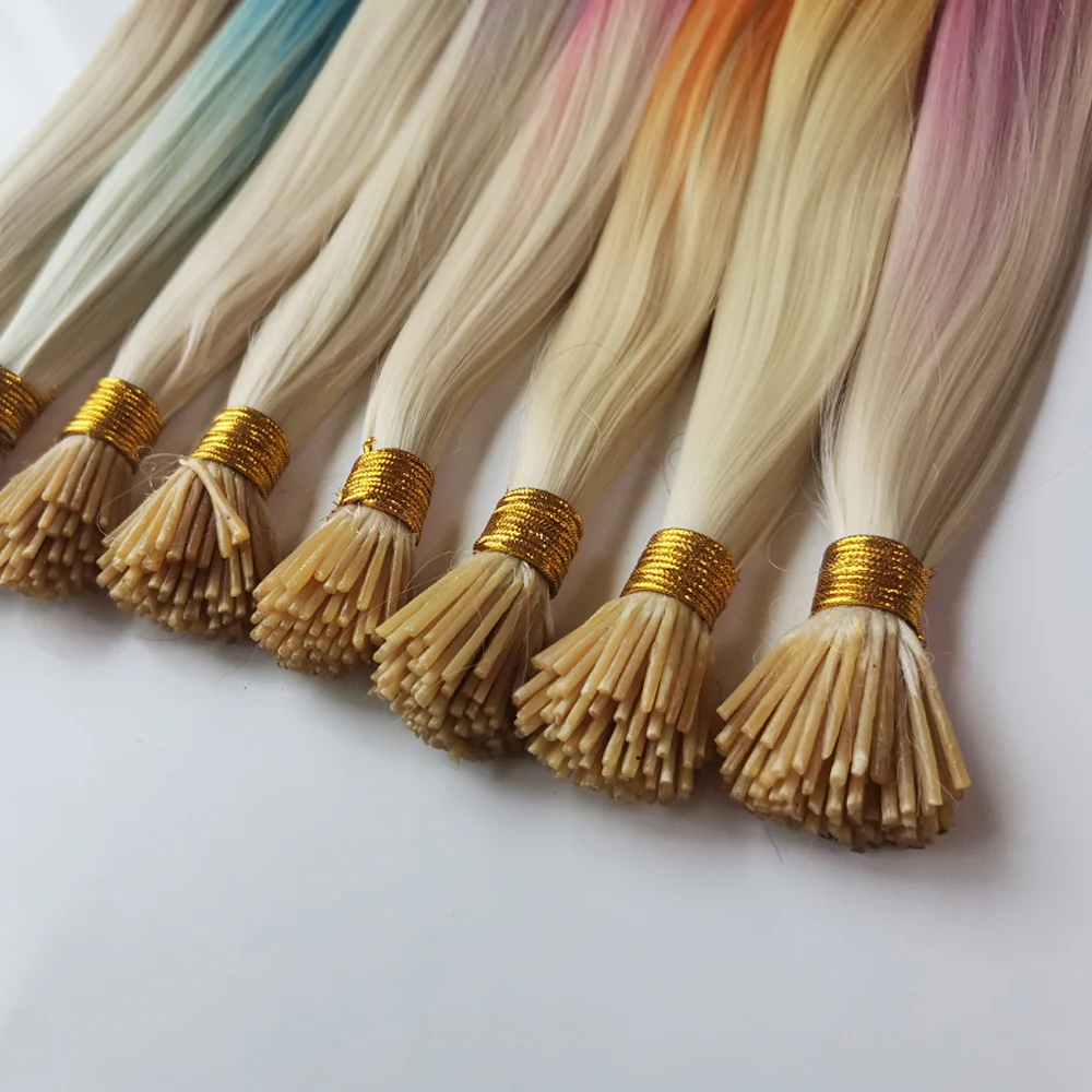 Extensiones de Cabello coloridas para mujer, postizos de arcoíris, Color degradado, 16 pulgadas, 100 hebras por juego, accesorios de cabello sintético