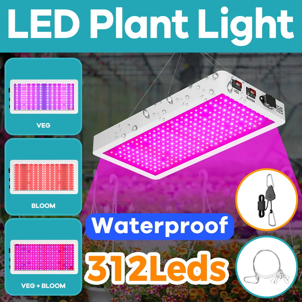 500W LED Plant Grow Light 220V Full Spectrum Hydroponic Vegs Growth Fill Lamp 110V Greenhouse Tent Seedling Cultivation Lighting