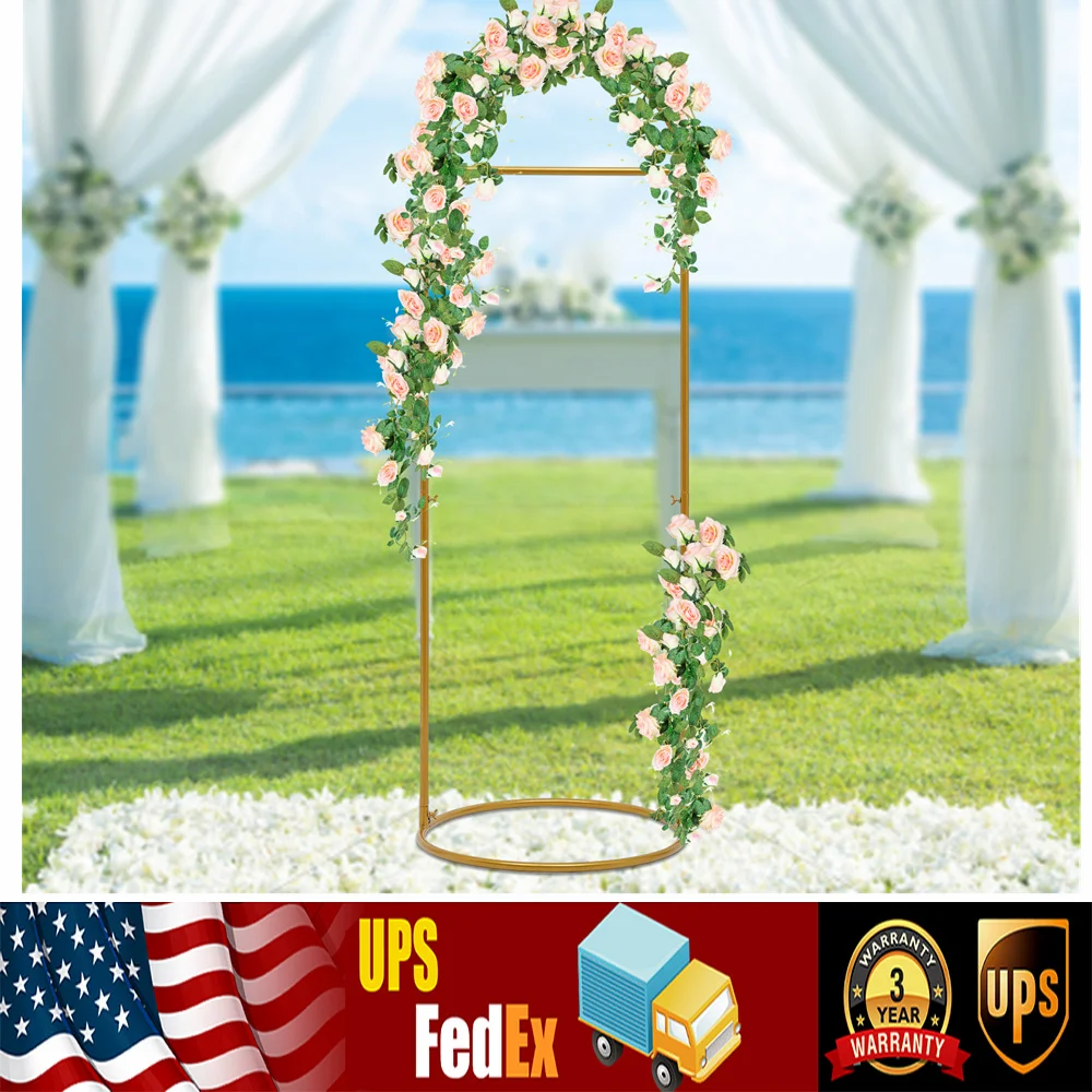 

Modern Party Wedding Flower Balloon Arch Background Decoration Arch Frame Metal Backdrop Stand Quality Gold