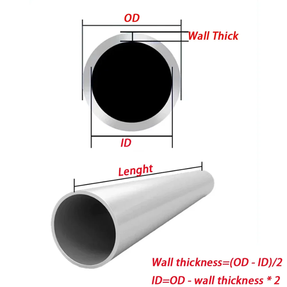 1Pcs Thickness 0.2-2.25mm 6063 Hollow Straight Round Aluminuim Tube Piping OD 1.5/2/2.5/3.0/4/5/6/7/7.5/8/8.5/9mm Lenght 500mm