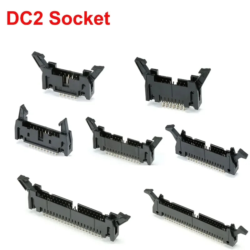 

10 PCS IDC Socket Connector DC2 Pitch 2.54mm Straight Pin 10/14/20/26/30/40/50 Pin 2.54mm Pitch Female For FC Cable