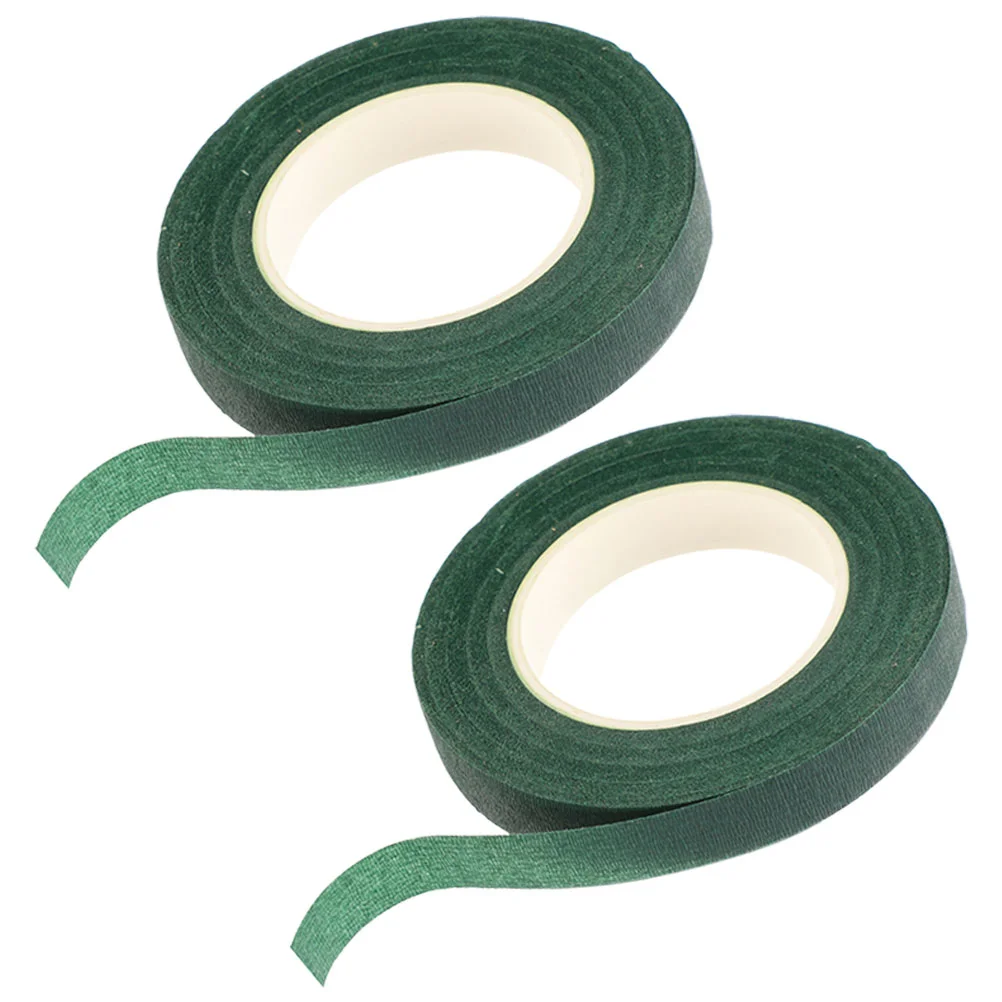 2 Rolls Floral Tape Green Bouquet Stem Arrangement Tool Plant Wrap Tapes Paper Flower