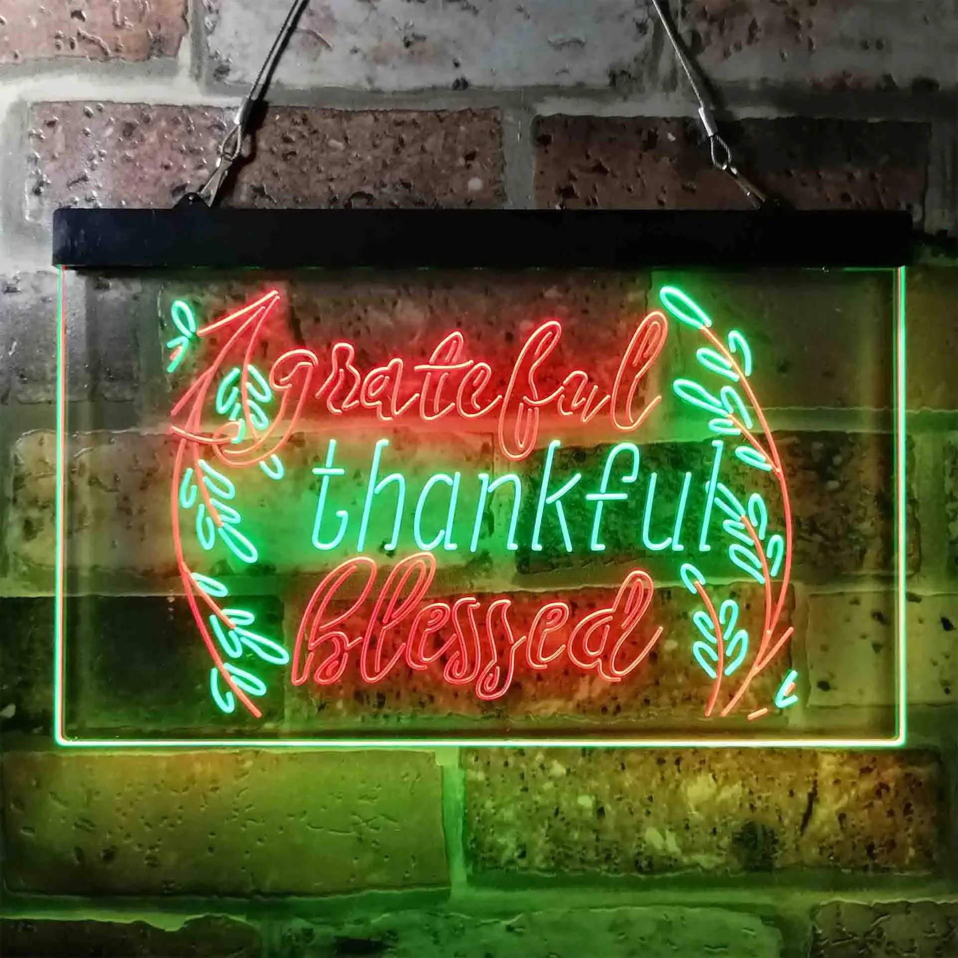 Grateful Thankful Blessed Living Room Decoration Dual Color Led Neon Sign st6-i3947