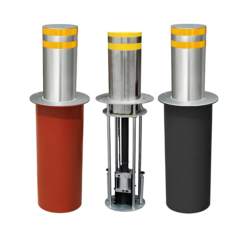 219 Mm Stainless Steel Hydraulic Semi Automatic Rising Bollards Traffic Barrier Smart Anti-Terrorism Lifting Column LED 350W