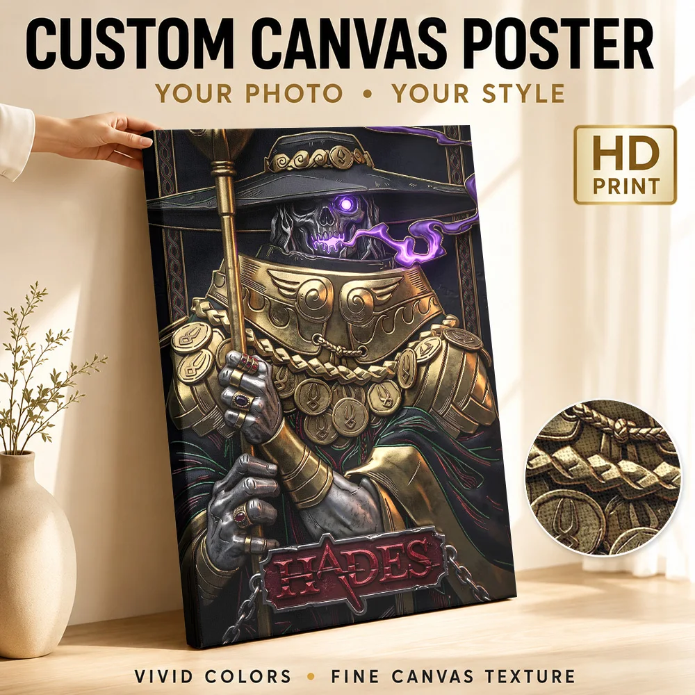 Hades God Of The Underworld Portrait Canvas Poster Custom Photo Gaming Anime Canvas Wall Art for Game Room Decor Ready to Hang
