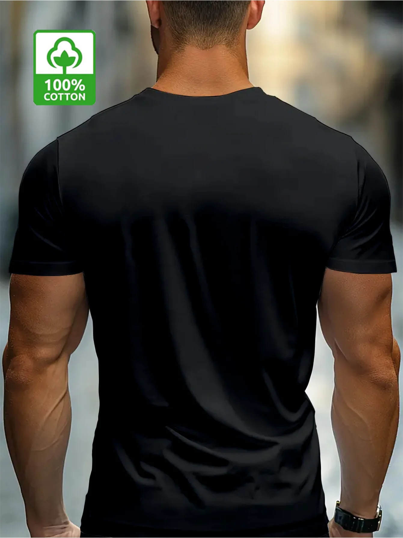 Men's Summer 100 Cotton Fashionable Casual Loose Solid Color Multi-Color Optional Sports Round Neck Short-Sleeved T-Shirt Top