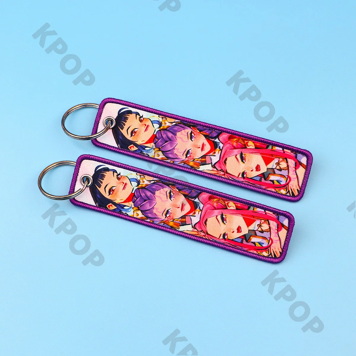 ​ K-POP Hunters X Schlüsselanhänger aus gewebtem Stoff, individuell bestickt, Aufnäher, Taschenanhänger, Dekor, Anime-Ware, weiches Material, Schlüsselanhänger ​ ﻿