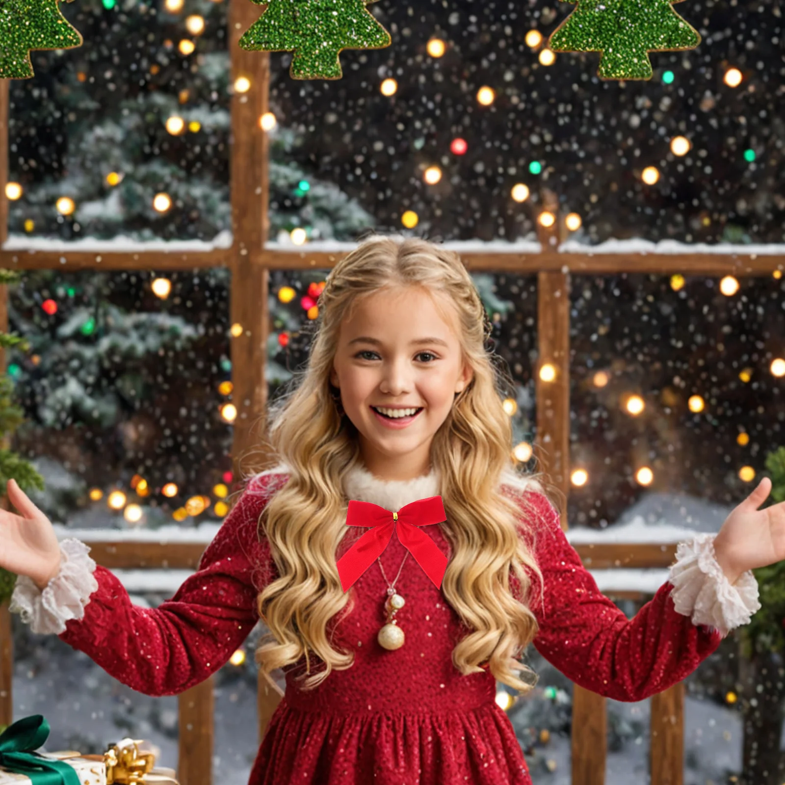 

24 Pcs Home Decor Christmas Hair Bow Bows Craft Wrapping Bulk Red Indoor and Outdoor Decoration for Garland