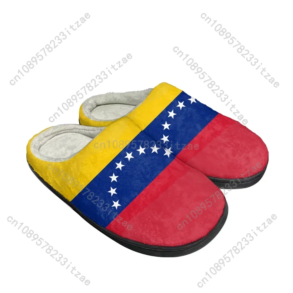Zapatillas personalizadas de algodón con bandera de Venezuela para hombre y mujer, sandalias para adolescentes, zapatos informales de felpa para mantener el calor, zapatillas cómodas