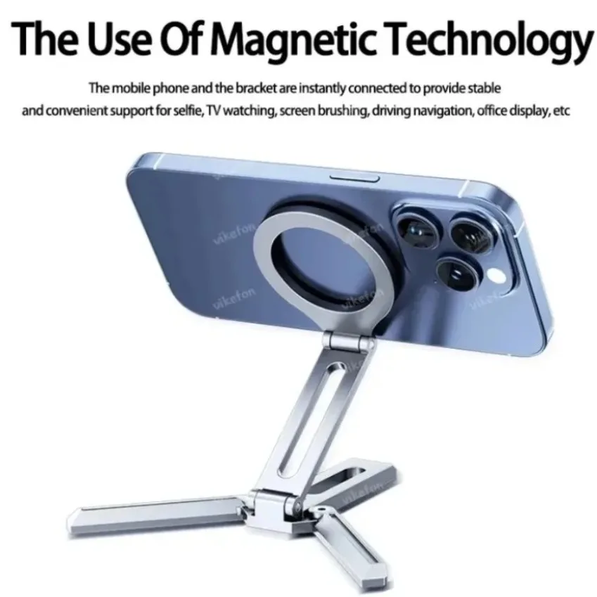 

Складной сильный магнитный металлический держатель для телефона премиум-класса, настольная дорожная палка для селфи, монопод, подставка для Magsafe iPhone 17-12 MAX Pro