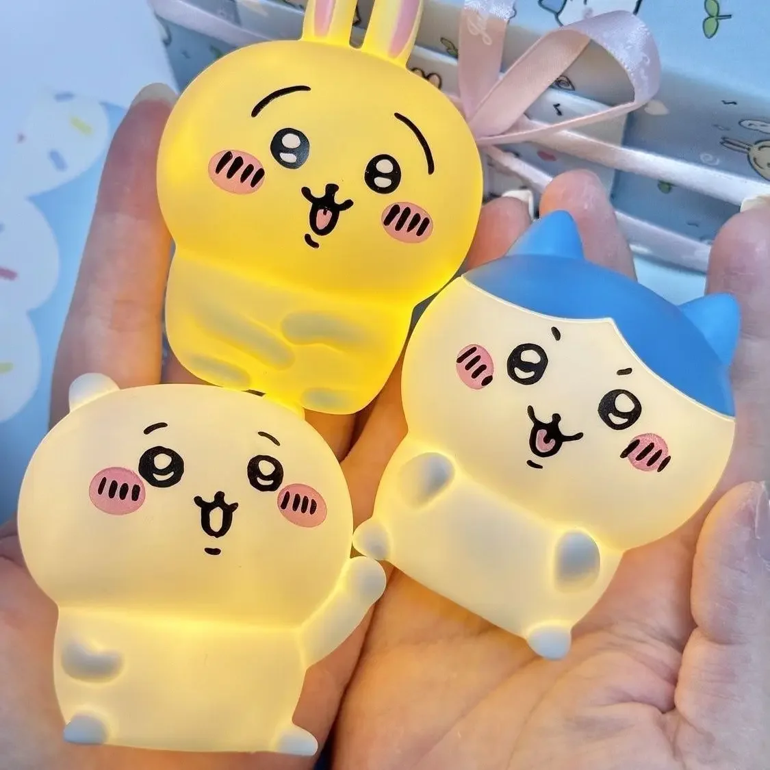 Anime Kawaii Night light Bedroom Desktop Decoration Hachiware Usagi Cartoon Vinyl Doll Night Light Luminous Toy Surprise Gifts