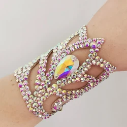 Stonefans Hollow Dance Belly Bracelet Bangle Women Wrist Decoration 2024 Fashion Water Drop Rhinestone Bangle Adjustable Jewelry