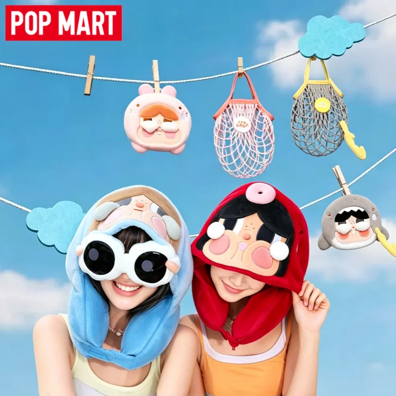 

New Pop Mart Crybaby Cry Me On Ocean Series Neck Pillow Blanket Blind Box Shaped Storage Bag Portable Mesh Bag Mystery Box Gifts
