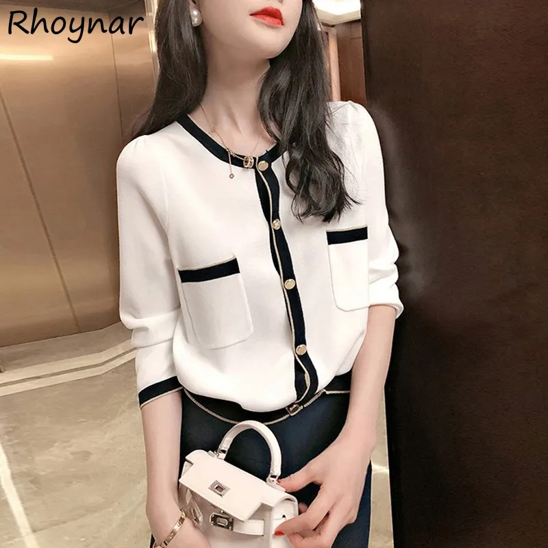 

Cardigans Women Patchwork Classic Office Lady Spring Autumn Single Breasted O-neck Gentle Elegant Temperament Fashion Street New