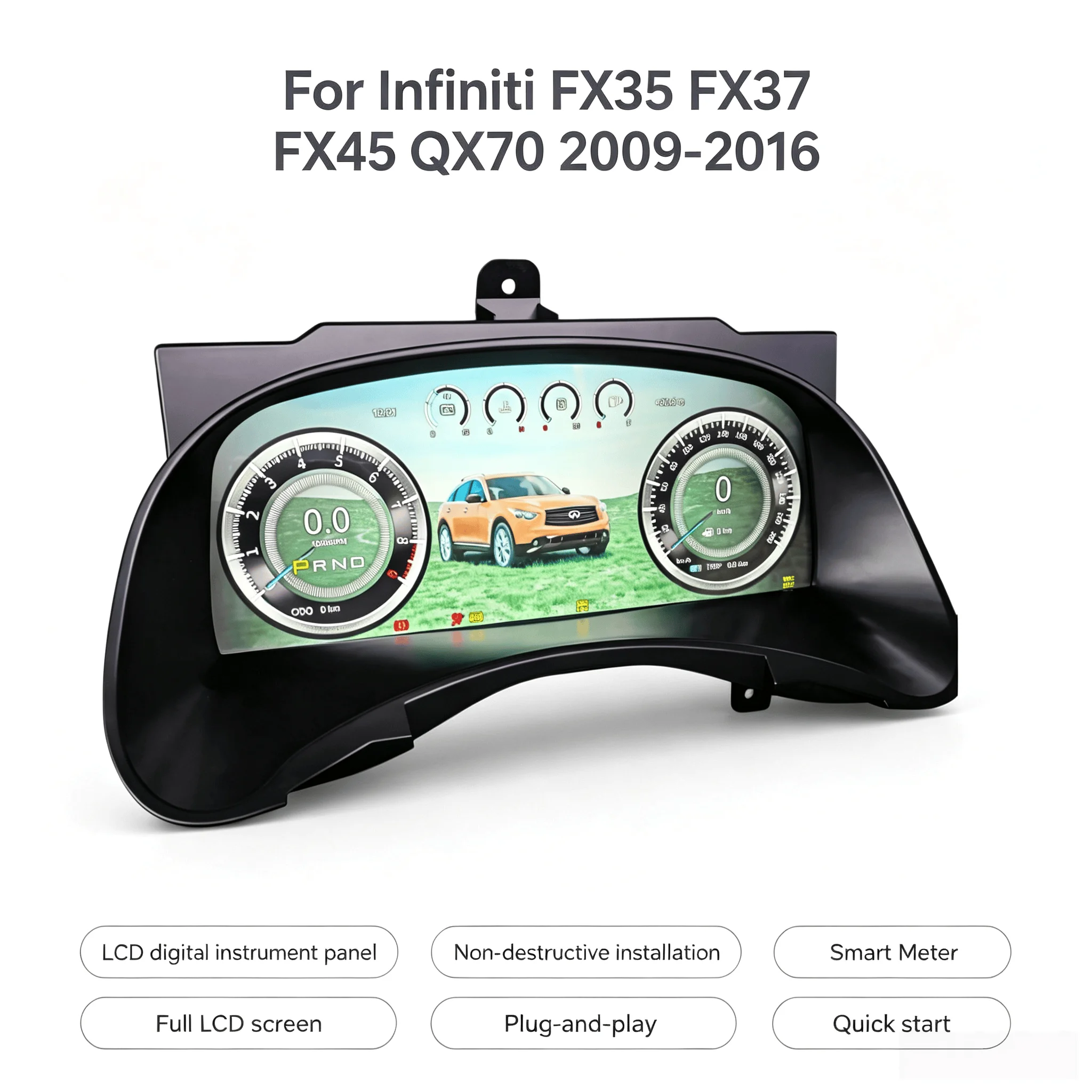NEW LCD Digital Cluster Virtual For Infiniti FX35 FX37 FX45 FX50 2009-2013 QX70 2013-2016 Dashboard CockpitSpeedometer