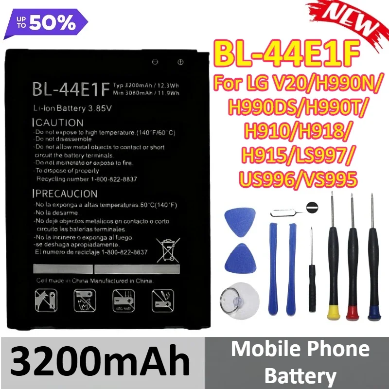 [BL‑44E1F] for LG V20 H990N H990DS H990T H910 H918 H915 LS997 US996 VS995 Mobile Phone Battery 3200mAh