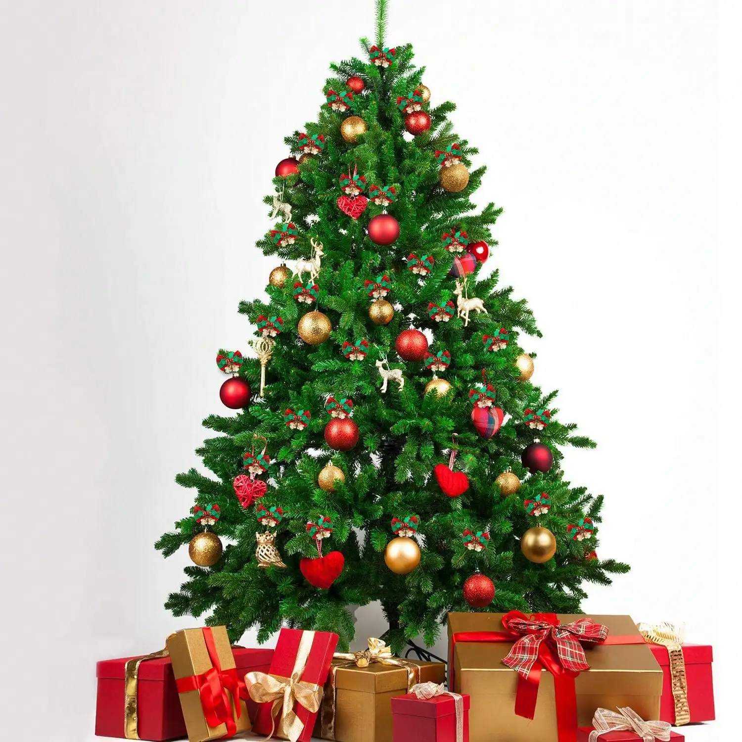 Weihnachtsschleifen mit Glocken zum Basteln, Weihnachtsschmuck, Mini-Schleifen in großen Mengen für Weihnachtsbaumschmuck/Geschenkverpackungen/Kränze – Detail 4