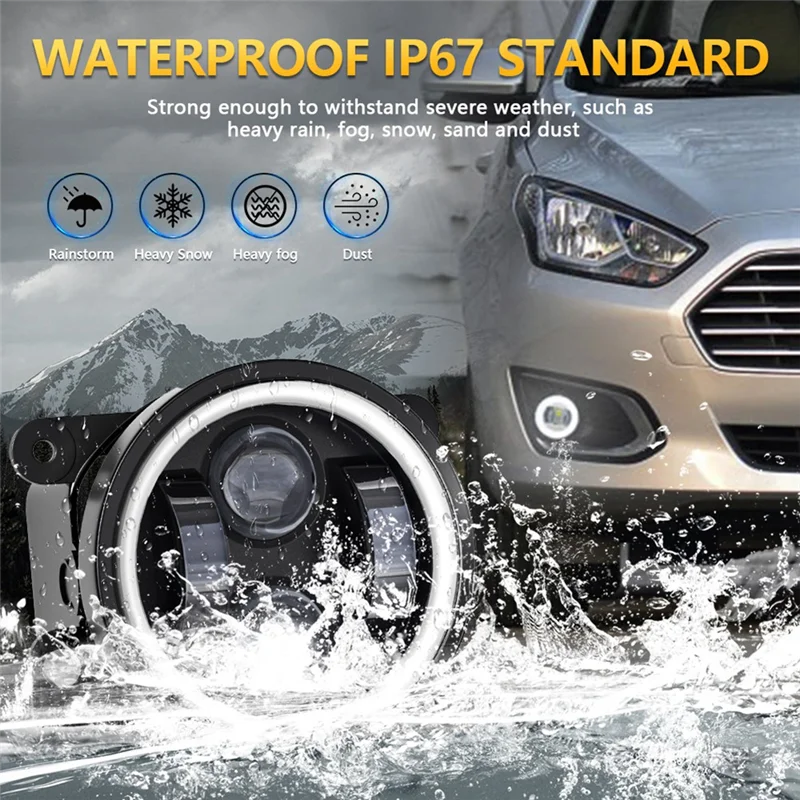 

ABNF!4 Inch Angel Eyes LED Fog Light Car Front Foglight Replacement Auto Lamp DRL Driving Fog Lamp For Offroad 4X4