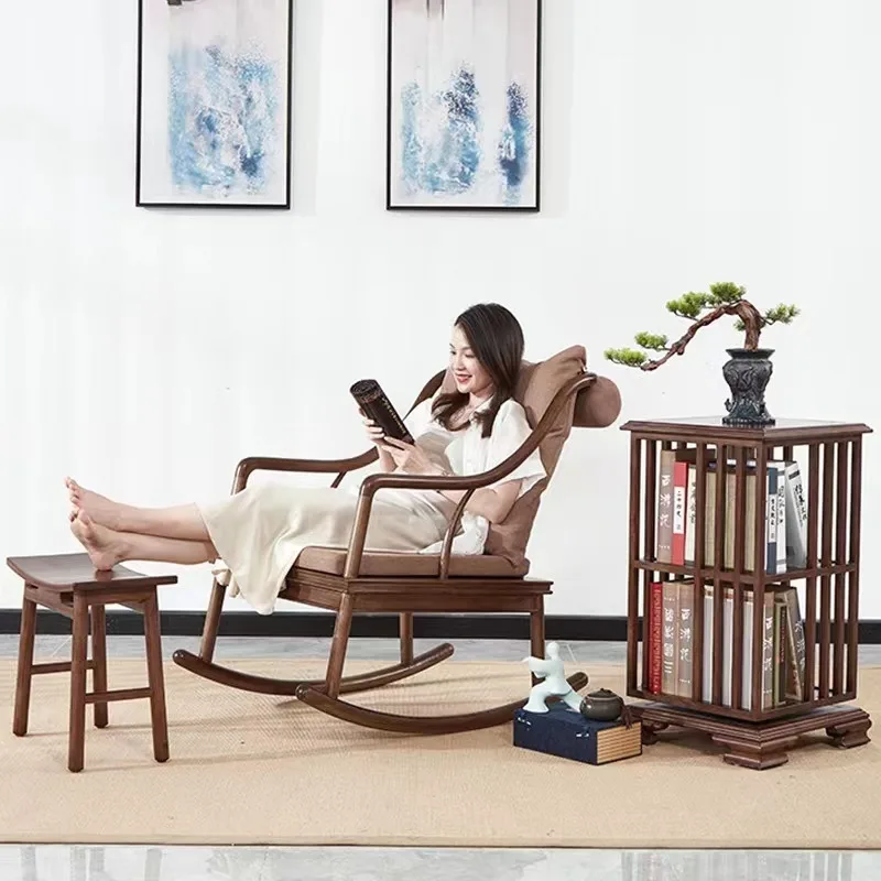 Walnut all solid wood rocking chair, recliner nap chair