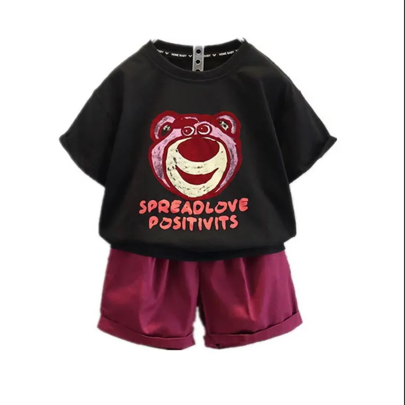 

Летний повседневный комплект одежды для маленьких мальчиков, детская одежда, футболка с рисунком медведя для мальчиков и шорты, костюм из 2 предметов, детский уличный костюм, От 2 до 11 лет