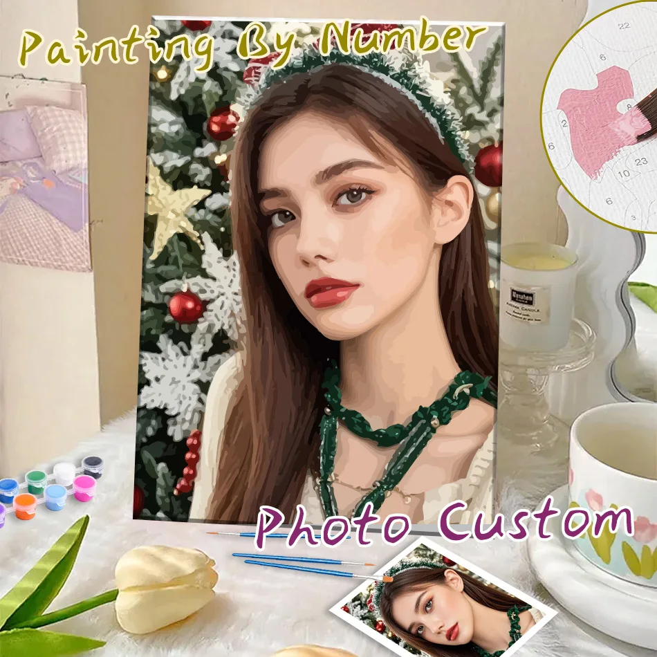 CHENISTORY 24/36/48 Color Photo Custom Paint By Numbers Kits For Adults Photo Customization Diy Hand Drawn Coloring On Canvas