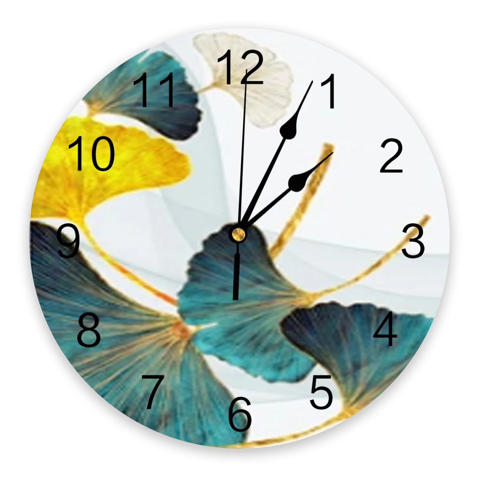 

Beautiful Ginkgo Leaves Wall Clock Large Modern Kitchen Dinning Round Wall Clocks Bedroom Silent Hanging Watch