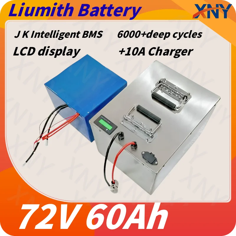 

XNY-высокая емкость 72 В 60 Ач литий-ионный No 72 В 80 Ач литиевый аккумулятор для велосипеда 3000 Вт, трехколесный велосипед, инвертор для дома на колесах + зарядное устройство 10 А