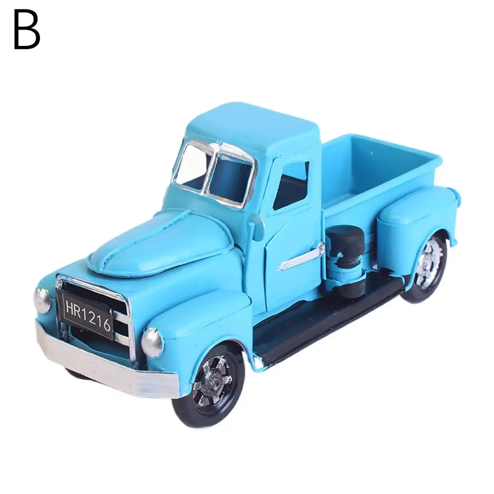 Vintage Lkw Dekor Pickup Modell Zinn Auto Desktop Dekoration Spielzeug Geschenk Mini Ornamente Kinder Weihnachten C7d7