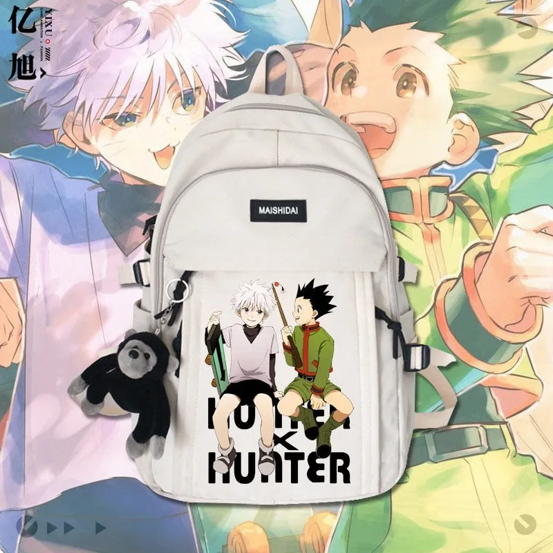 30×44×13cm Black White Red Green, Hunter x Hunter, Student Kids Teens School Bags, Large Capacity Anime Backpacks Girls Boys