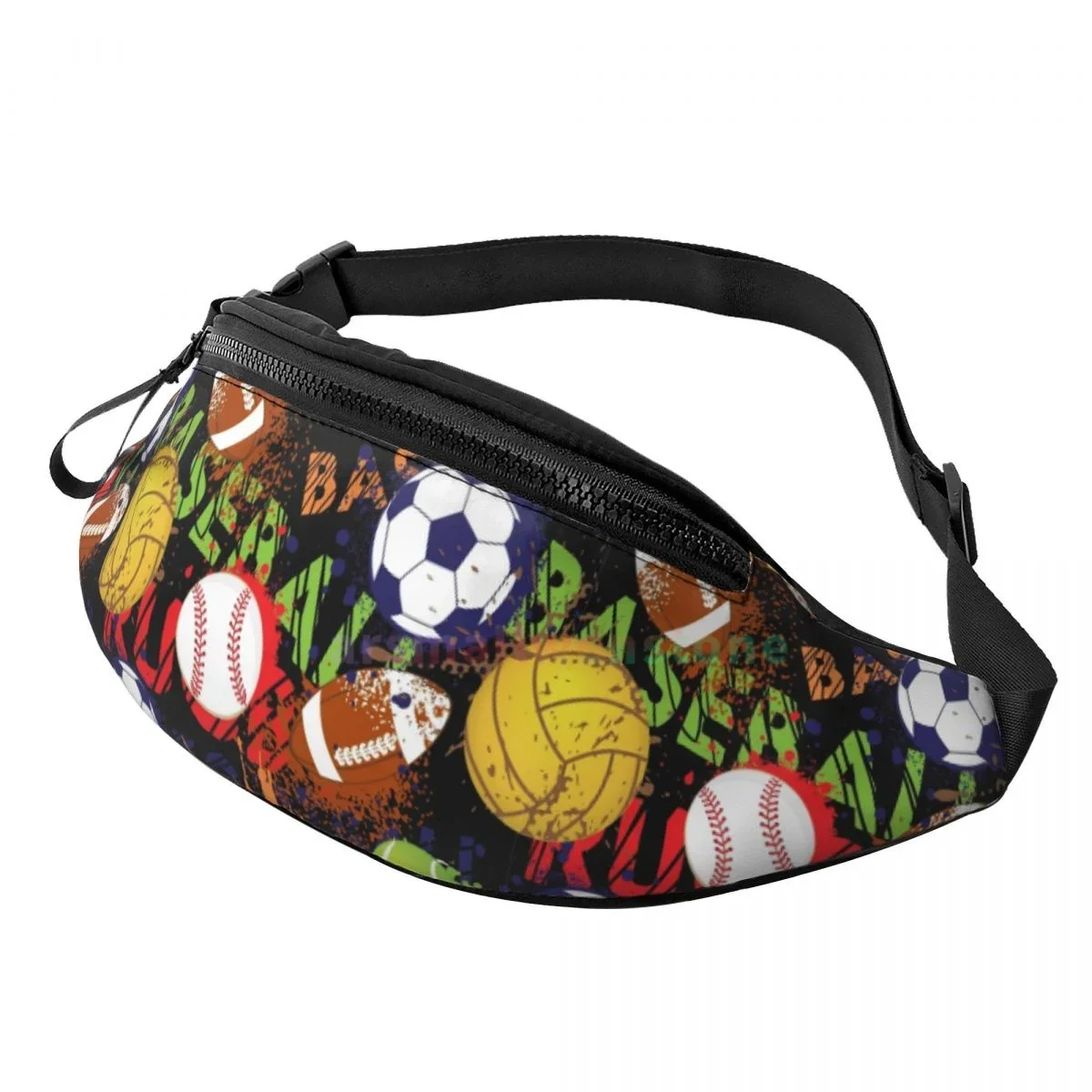 Football Waist Bag with Headphone Hole Belt Bag Fashion Hip  Bag for Outdoor Casual Travelling Hiking Cycling