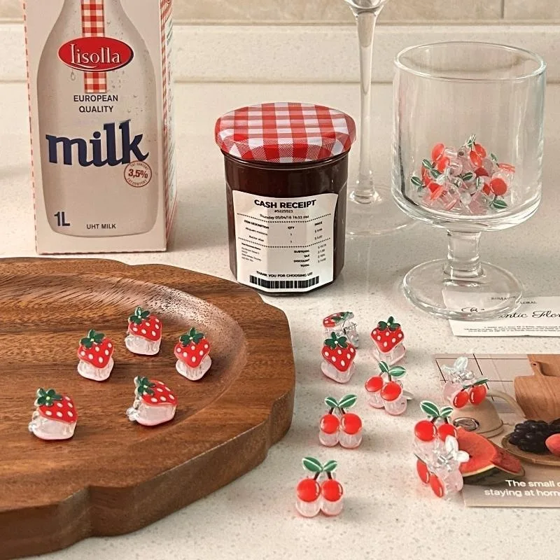 10 Stück/Set Supersüße Damen-Haaraccessoires, Frucht-Erdbeer-Kirsch-Mini-Haarklammern, Sommer-Stil Kleine Haarspangen, Neue Mädchen-Kopfschmuck – Detail 7