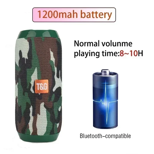 Imagen 2 del producto Altavoz portátil inalámbrico compatible con Bluetooth, Subwoofer para exteriores, resistente al agua, estéreo envolvente, compatible con Radio FMTF