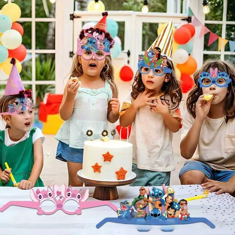 อุปกรณ์ตกแต่งธีมงานปาร์ตี้สติทช์จากดิสนีย์และซูโทเปีย 2 แว่นตากระดาษสำหรับถ่ายรูป คอสเพลย์ อุปกรณ์ประกอบฉากงานวันเกิด