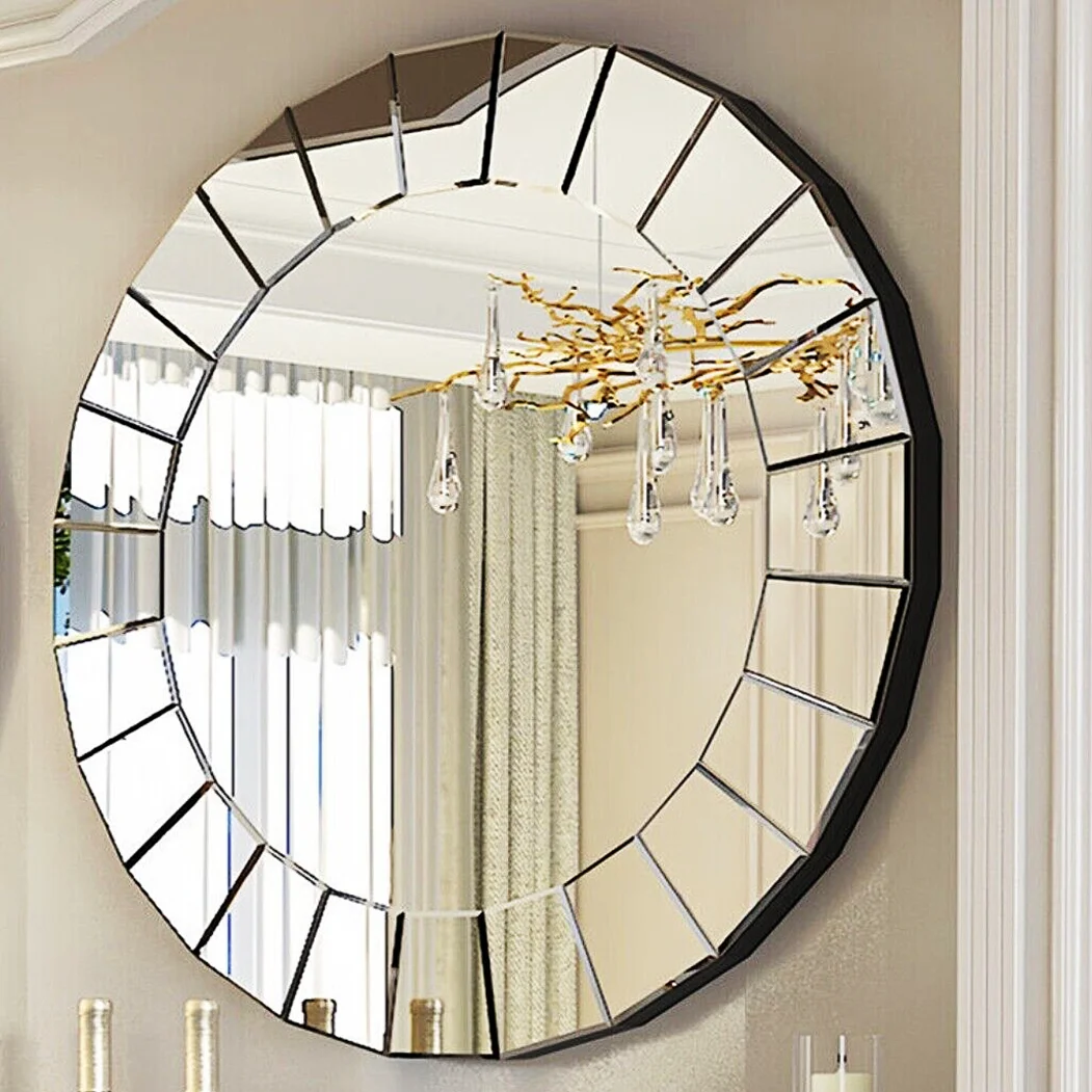

31.7IN (80cm) Wall Decor Mirror Art Accent Mirror Round Venetian Ornate Mirror for Hallway, Living Room, Bathroom, Fireplace